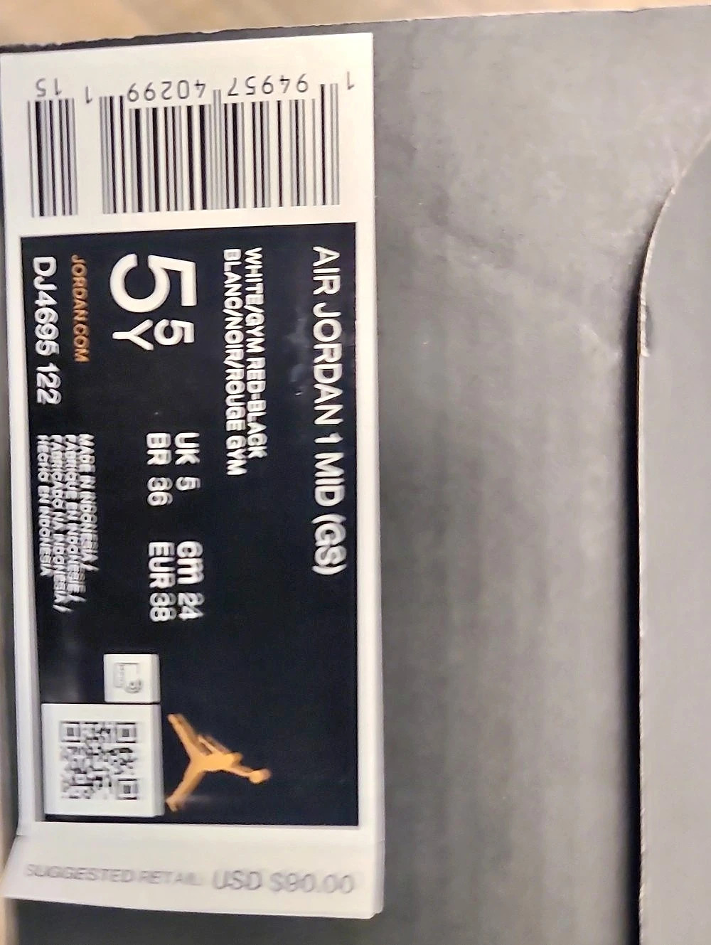Jordan Air Jordan 1 Mid (GS) ) Color Block Sneakers US 5Y Brand New - Picture 7 of 7